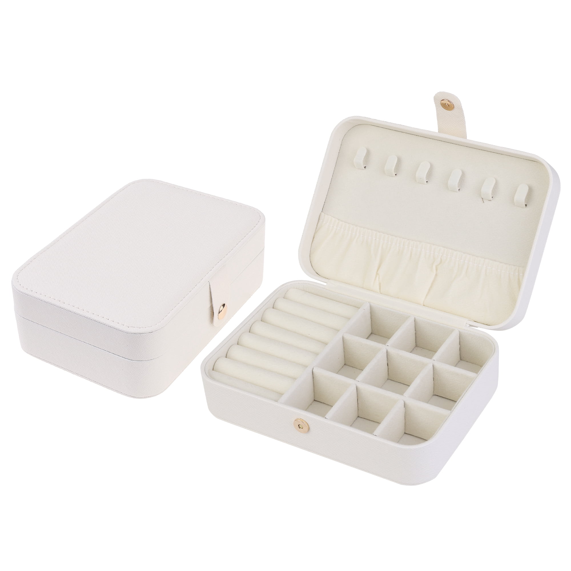 Unique Bargains Women Girls Travel Jewelry Box Small Portable PU Leather Jewelry Case White