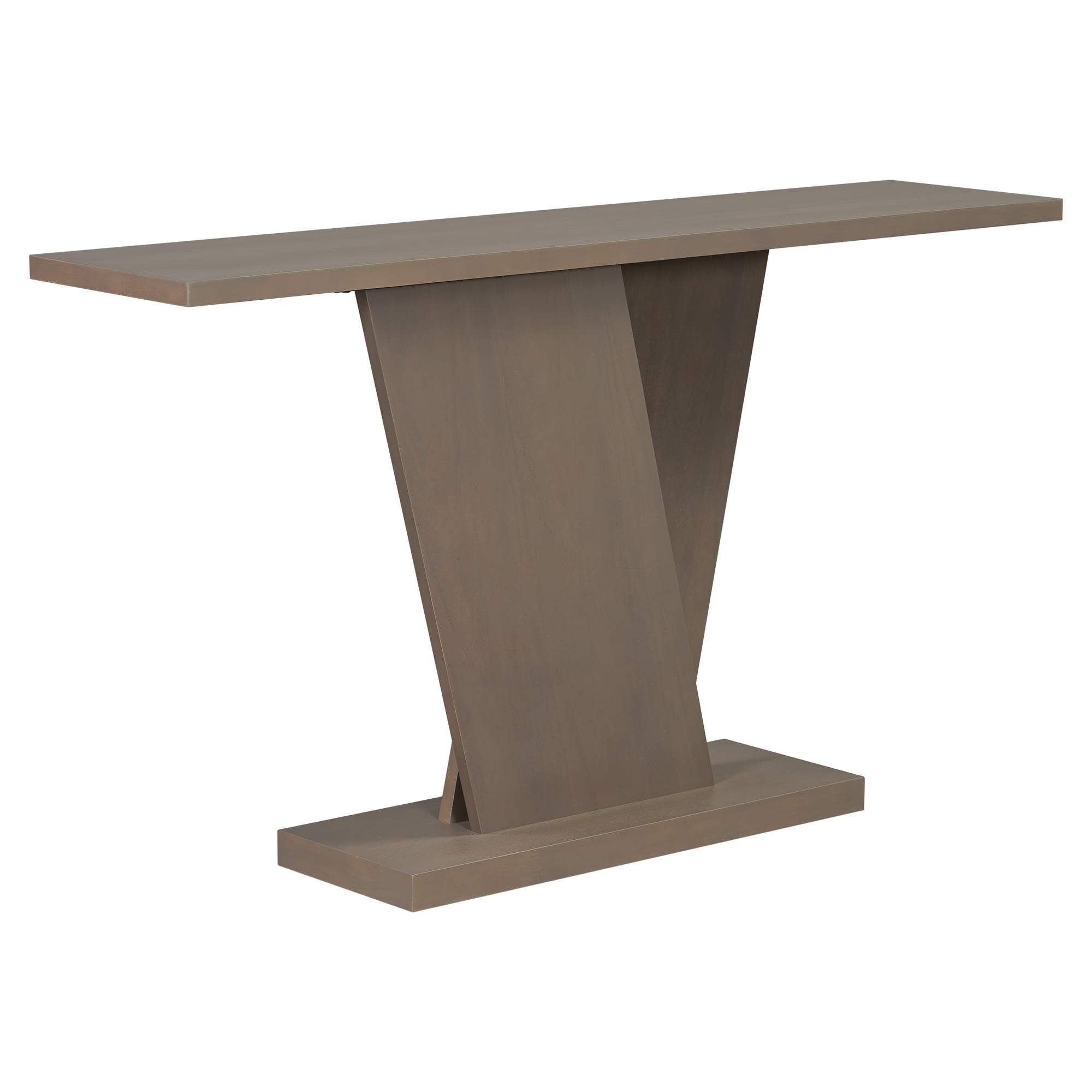Aukfa Wooden Rectangular Console Table, Sofa Table Behind The Couch V-Base Design for Living Room, Entryway,Brown