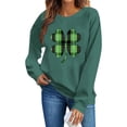 thumbnail image 3 of Wo-Fusoul Chandail de la Saint-Patrick pour Femmes, Col Rond Manches Longues Imprimé, Sans Capuche, Vert, 3 of 6
