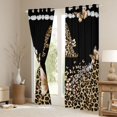 thumbnail image 3 of Manfei Leopard Print Monogrammed A Blackout Curtains,Dreamy Butterfly Window Curtains Pack of 2 (38x45 Each),Black Brown, 3 of 6