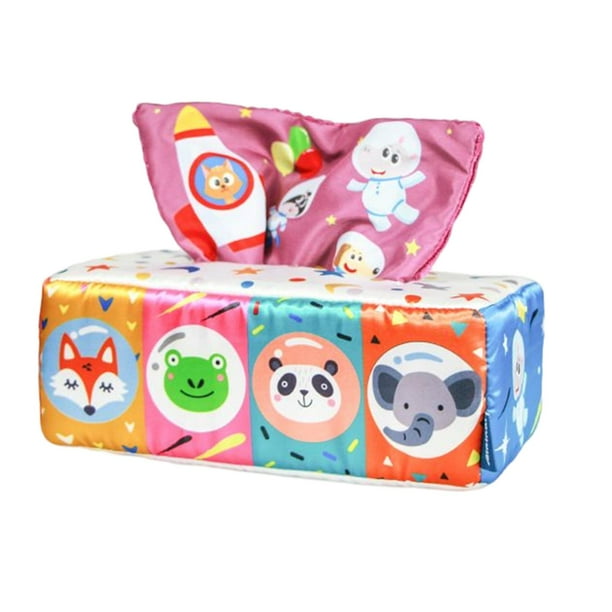 Caja de pañuelos para bebé, juguete para aprendizaje temprano, bufandas para hacer malabares, pañuelos arrugados, pañuelos arrugados Tipo de espacio