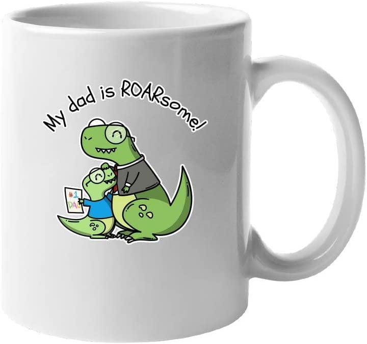 Tea-rex Dinosaur Funny Coffee Mug Fathers Day Gift 11oz Deluxe Double-Sided Unique Ceramic Novelty Holiday Christmas Gift for Men & Women Who Love Tea Mugs & Coffee Cups Tyrannosaurus Rex Mug 