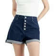 thumbnail image 3 of INC International Concepts Womens High Rise Button Fly Shorts Dark Indigo 12, 3 of 3