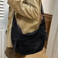 thumbnail image 5 of HUISZJ Faux Suede Crossbody Bag, Retro Dumpling Bag, Large Capacity Crossbody Bag for Women Work Travel Commute (Black), 5 of 10