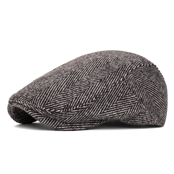 Men Herringbone Duckbill Newsboy Flat Hat Gatsby Driver Painter Winter Warm Cap