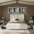 thumbnail image 4 of LUXOAK King Size Farmhouse Bed Frame with Metal Slats & Easy Assembly, 4 Drawers, White, 4 of 8