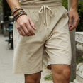 thumbnail image 1 of Pantalones cortos de lino para hombre, tallas grandes, verano, verano, cintura elástica, bermudas de lino informales, ropa de playa para hombre., 1 of 4
