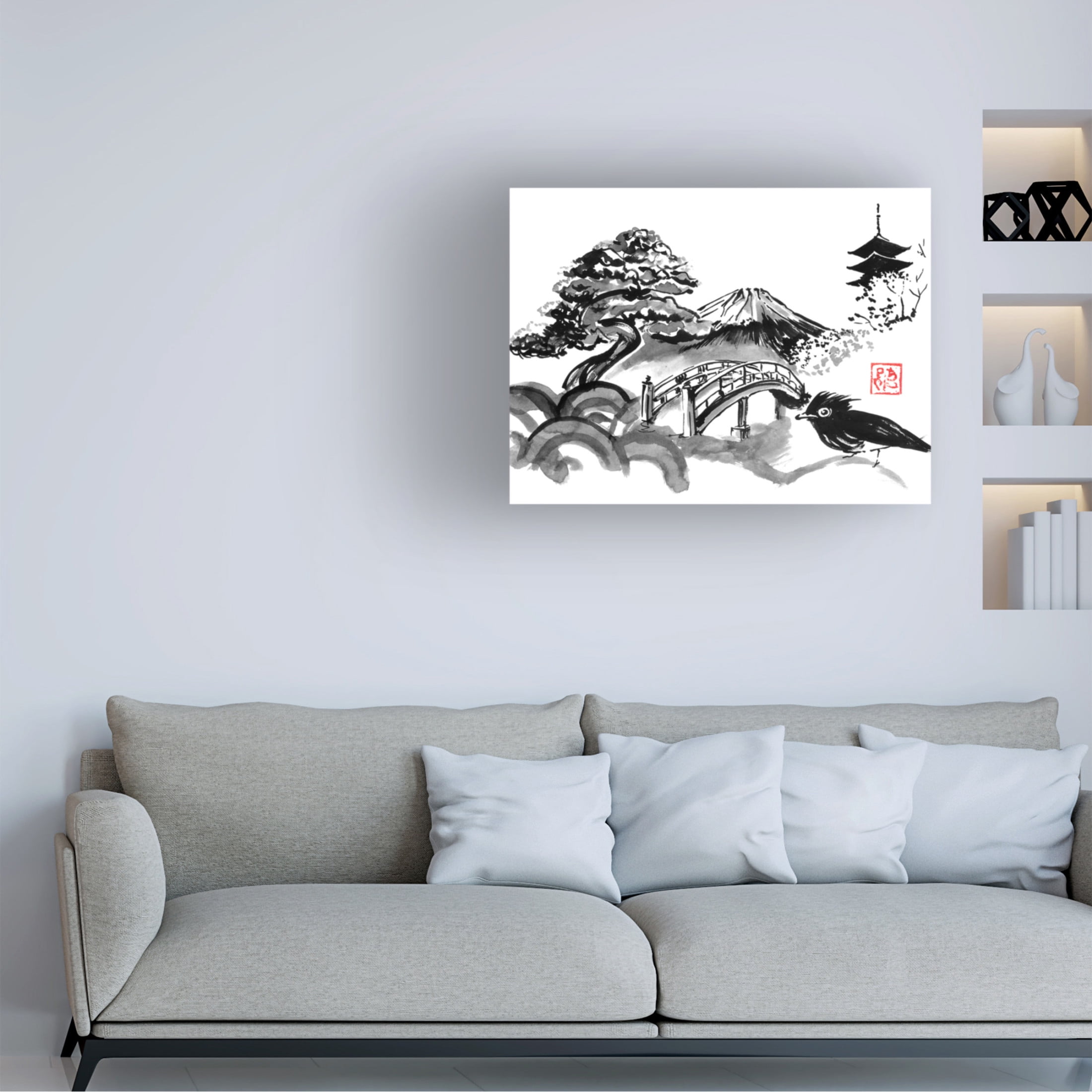 Canvas Wall Art - Pechane 'Jardin Zen' Wall Art for Living Room, Bedroom, or Office Décor by Trademark Fine Art - 47 x 35 Inches