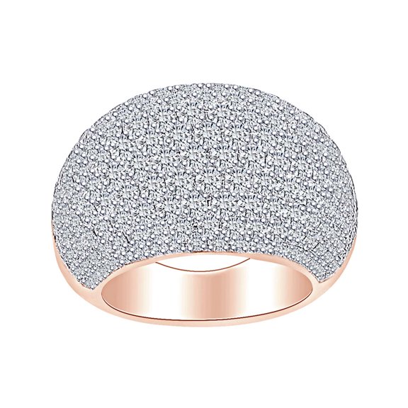 AFFY 5 1/4 Carat Round Cut White Natural Diamond Dome Anniversary Band Ring In 14k Solid Rose Gold (5.25 Cttw) Ring Size-5