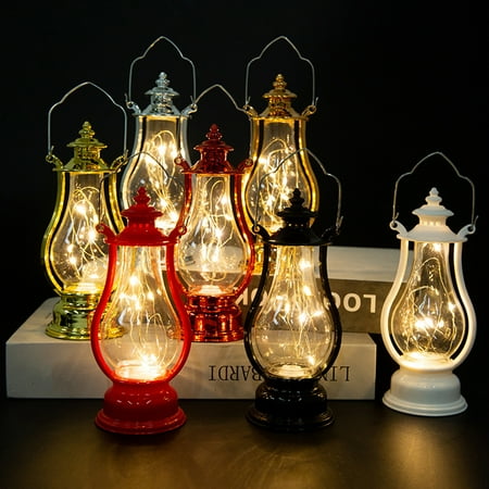 

Biplut LED Lantern Battery Operated Warm Light Power Saving Waterproof Portable Handle Home Decoration High Brightness Retro Electronic Candle Lamp for Indoor