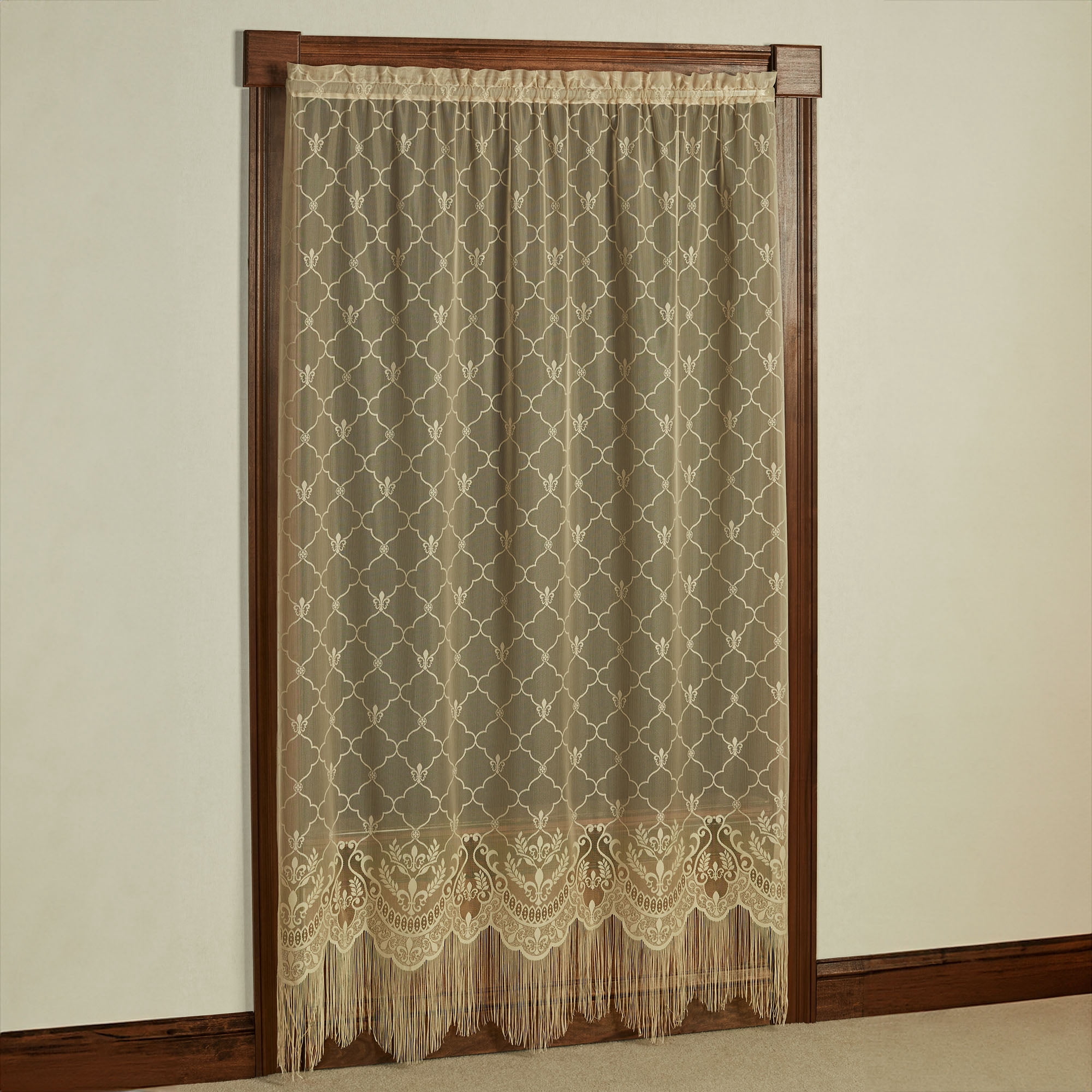 新品アメリカ製 カーテン生地 U.C.C. CHETLEY ORIGINAL 花 Vintage Fleur-de-Lis Lace Curtain Panel for Bedroom, Living Room