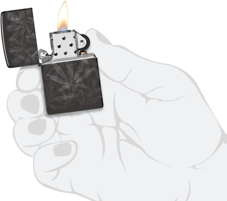 Zippo Lighter - Customized Message on Leaf , Photo 360 - High Polish Black 48924