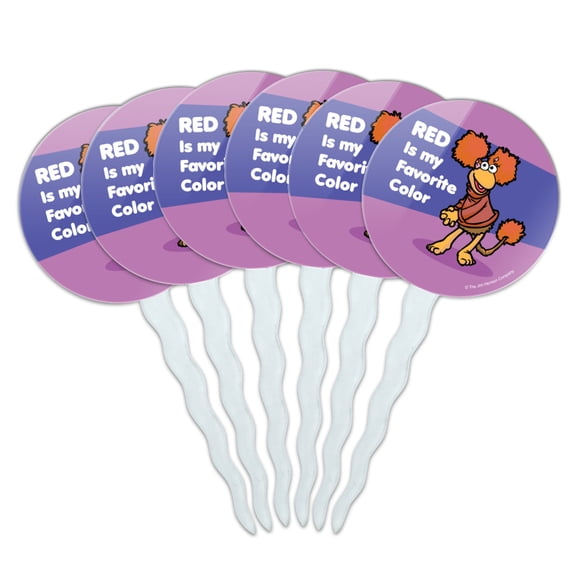 Red Is My Favorite Color Fraggle Rock Cupcake Picks Toppers Decoration Set of 6