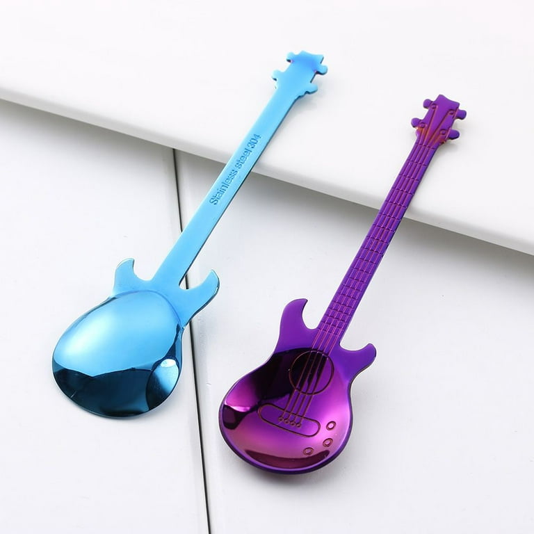 Spoon Mixing Spoons Coffee Scoops Coffee Teaspoons Guitar Shape Stainless  Steel