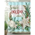 thumbnail image 2 of Christmas Starfish Ocean Shower Curtain Set, Waterproof Shower Curtains for Bathroom, Coastal Tropical Plants Wood Washable Fabric Cloth Bath Curtain for Bathtub Decoration with Hooks 66x72 Inches, 2 of 6