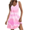 thumbnail image 1 of Pisexur Robes d'Été pour Femmes Boho Robe de Plage Florale Col en V Sans Manches Mini Robes Décontractées Fluides Robe Débardeur pour Vacances à la Plage avec Poches, 1 of 6