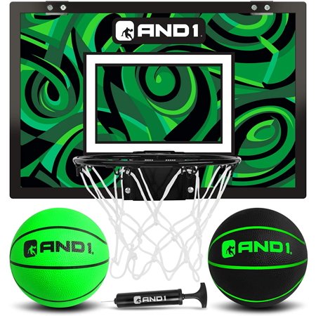AND1 Indoor Basketball Hoop, 18"x12" over The Door Mini Basketball Hoop for Children & Adults