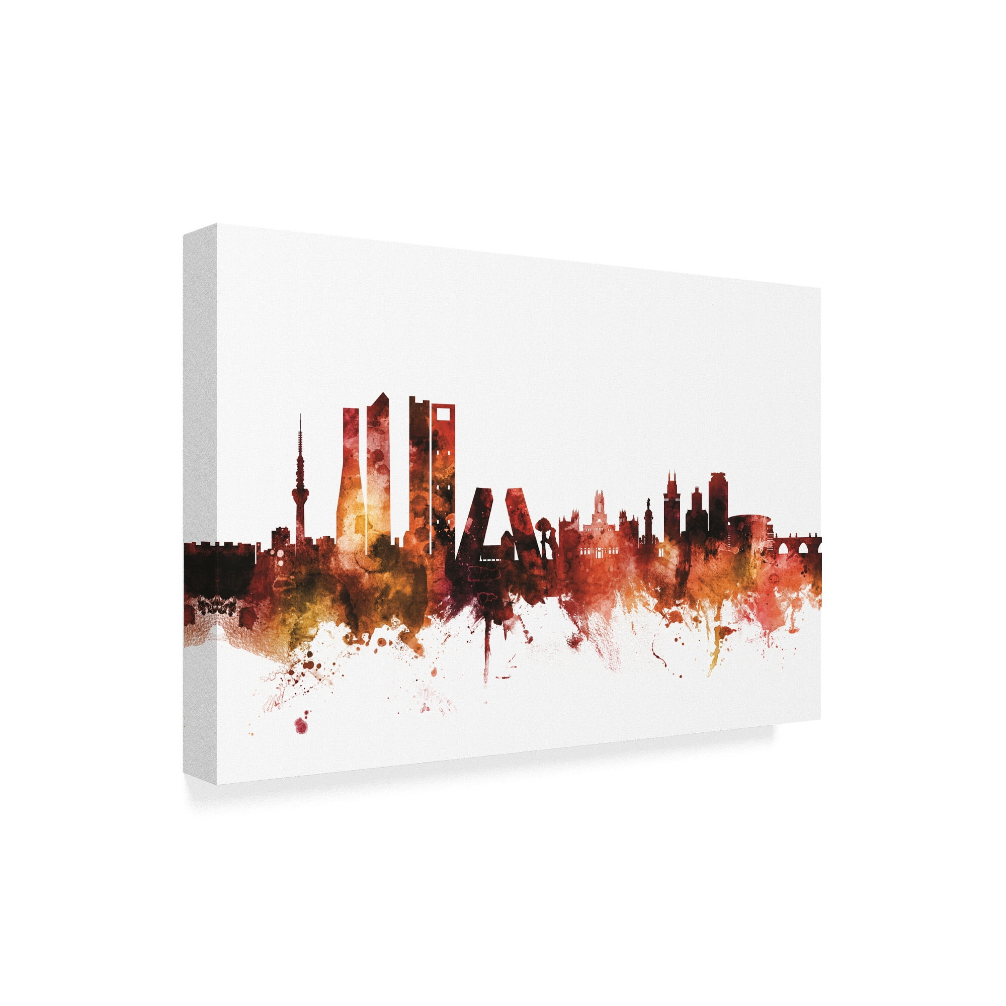 Trademark Fine Art 'Madrid Spain Skyline Red' Canvas Art by Michael Tompsett