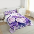 thumbnail image 2 of Manfei Romantic Flower Bedding Comforter Set,Rustic Floral Twin Comforter Sets,Purple Pink Bedding Set For Teens Girl,Breathable Home Decor Reversible,2 Pieces, 2 of 7