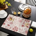 thumbnail image 3 of Red Flowers Placemats Set of 6, Retro Botanical Pastoral Leaved Farm Placemats for Dining Table, Place Mats for Kitchen Tabletop, Waterproof Wipeable Dining Table Mats Set, 3 of 9