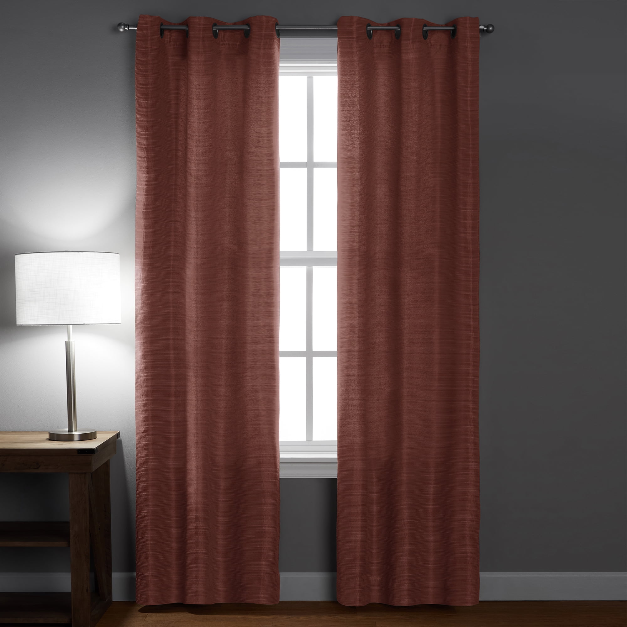 Mainstays Blackout Textured Slub Grommet Single Indoor Curtain Panel, Terracotta, 38" W x 84" L