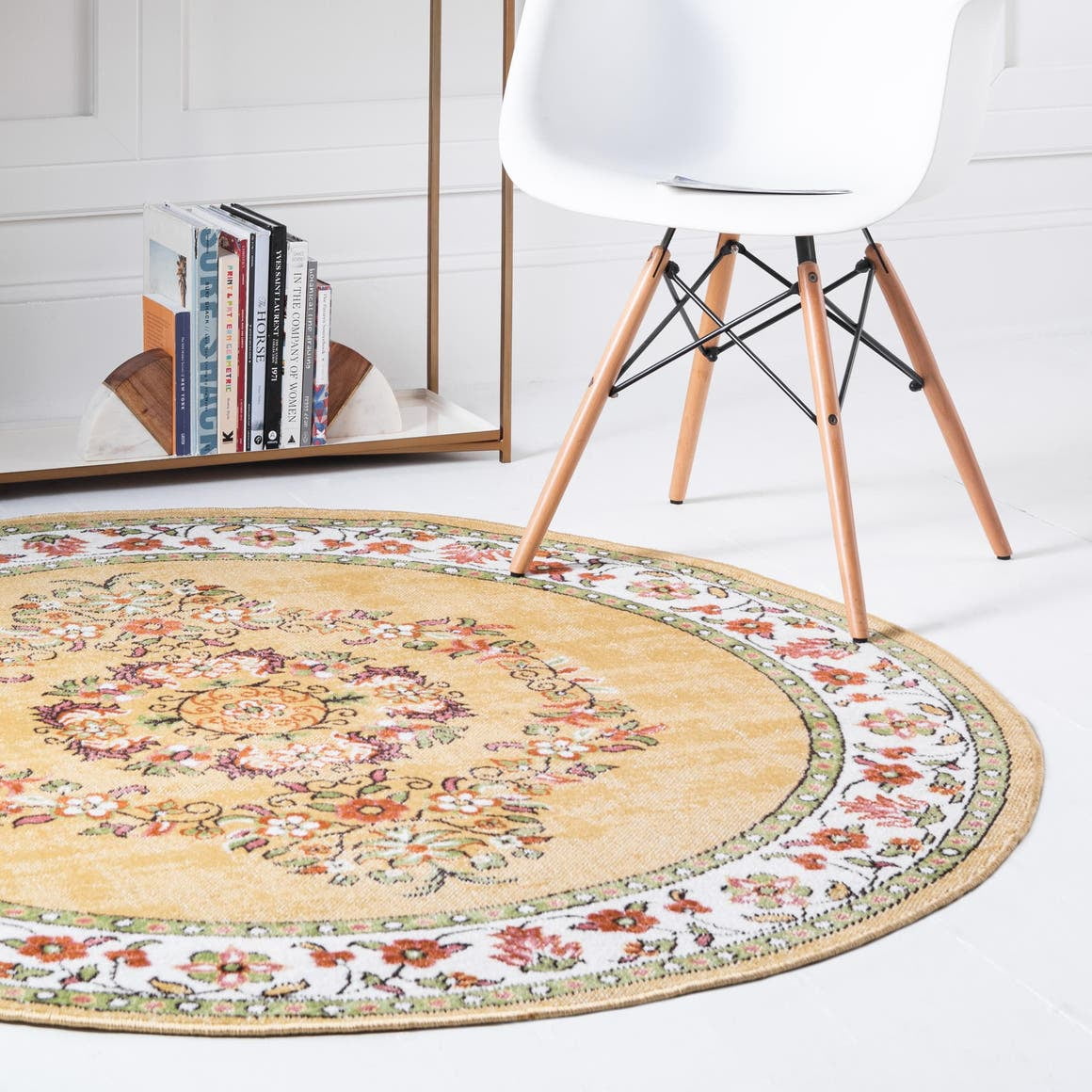 Rugs.Com Lucerne Collection Round Rug ‚Äì 5 Ft Round Yellow Low-Pile Rug Perfect For Kitchens 