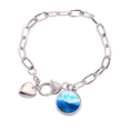 thumbnail image 1 of Blue Mountain Painting Art Heart Chain Bracelet Jewelry Charm Fashion, 1 of 3