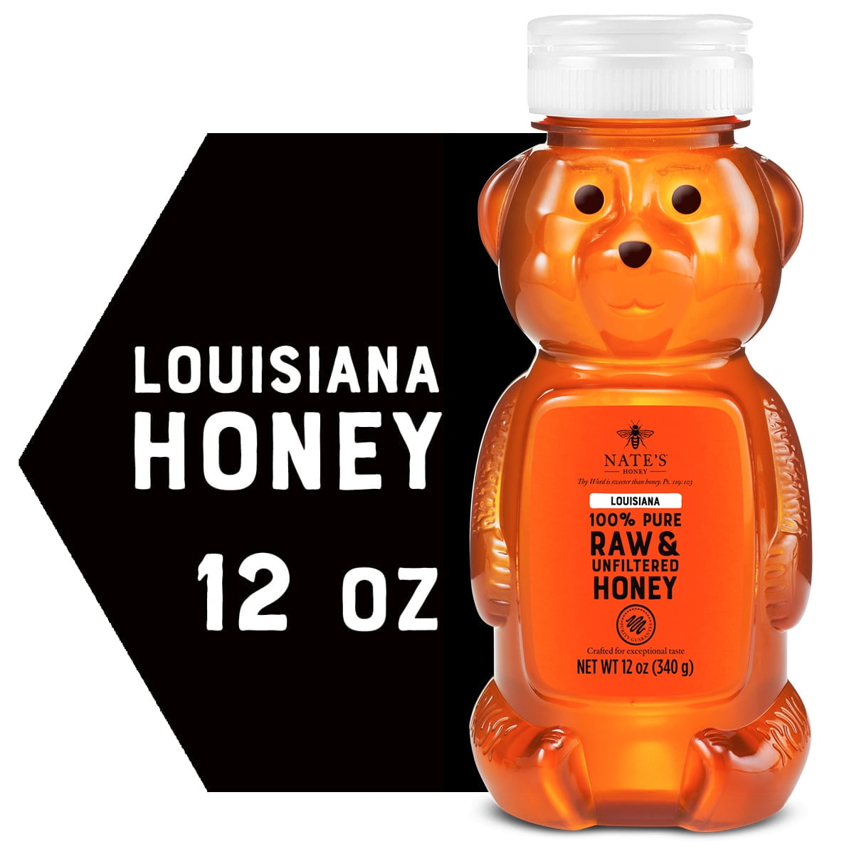 Nate's Louisiana Honey: 100% Pure, Raw and Unfiltered Honey - 12 fl oz Bottle