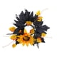 thumbnail image 1 of Corona de anillo de vela para Halloween, coronas de Hojas de arce negras artificiales, adorno de corona de vela, anillo de vela para cafetería y hogar Flor amarilla, 1 of 9