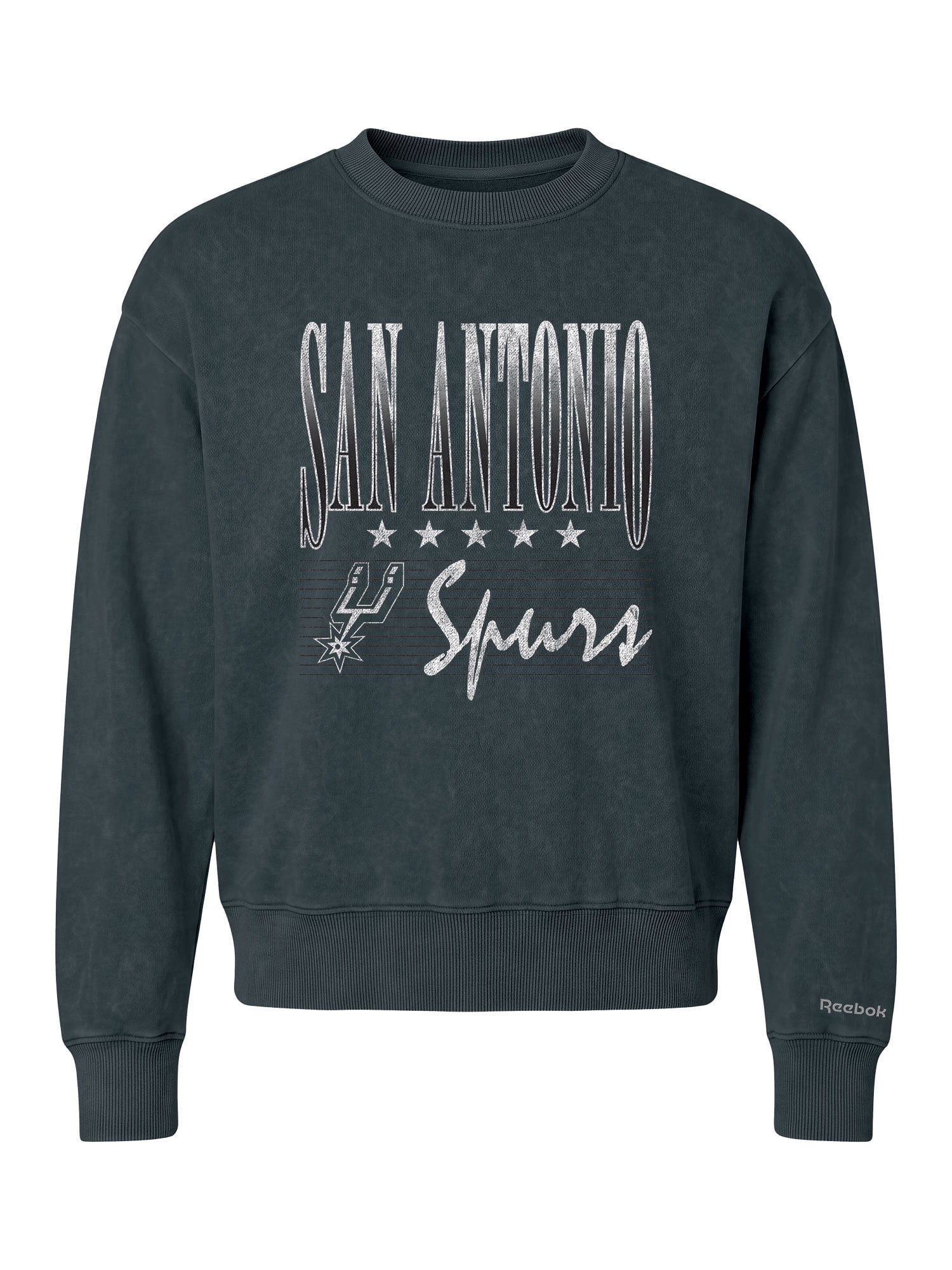 San Antonio Spurs Reebok Womens Denim Wash Mock Neck Sweatshirt