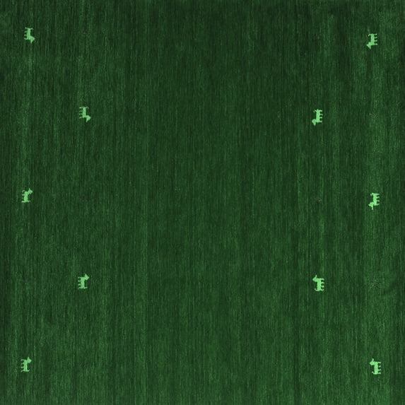 Ahgly Company Indoor Square Abstract Emerald Green Contemporary Area Rugs, 3' Square