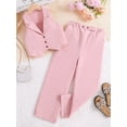 thumbnail image 3 of Yunliwuli Girls 2 Piece Tuxedo Suit Set, Lapel Neck Sleeveless Button Down Suit Vest + Elastic Waist Long Pants Kids Summer Clothes, 3 of 4