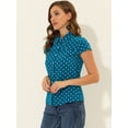 thumbnail image 3 of INSPIRE CHIC Camiseta De Manga Corta Vintage Con Lunares Para Mujer Lago Azul L INSPIRE CHIC Camisa, 3 of 5