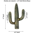 thumbnail image 2 of Urbalabs Cast Iron Cactus Hooks for Wall Double Cactus Coat Key Hanger Southwestern Western Wall Home Rustic Cactus Decor, Cactus Coat Rack, Bags, Towels and More Green Gold 3 Pack (Green Gold), 2 of 7