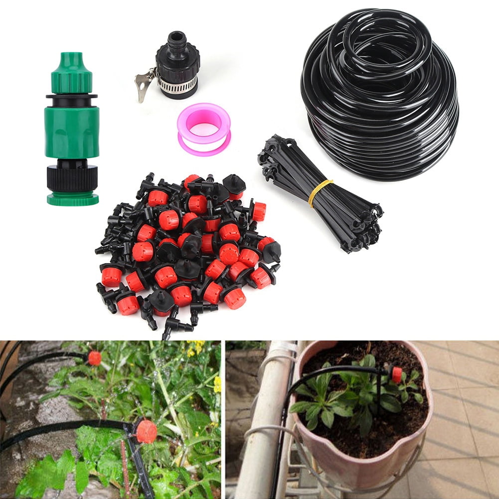 Akozon 1 Set 20m Auto Timer Plant Self Watering Drip Irrigation Micro System Garden Dripper Hose Kits 