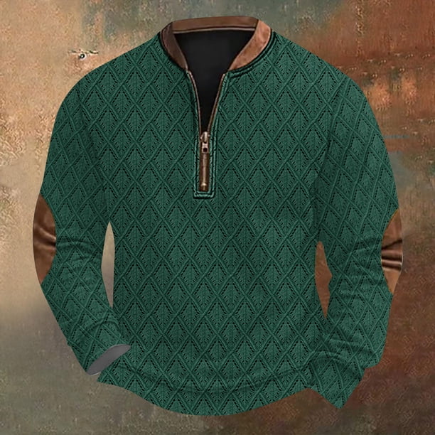 Blusas y camisas de manga larga con cuello redondo Sudadera con capucha de cuello redondo para hombre Jersey estampado Blusa de poliéster de manga larga para hombre