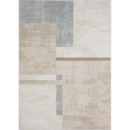 Woven Trends Xazrion Area Rug 775 41226 Atlas Beige, 10' x 13' Abstract – Machine Made Polyester Indoor Rug with Contemporary Texture Design for Living Room, Bedroom, Dining & Office Spaces Carpet