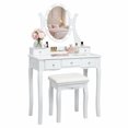 thumbnail image 6 of Makeup Vanity Table Set with 360° Rotatable Oval Mirror, 5 Drawers, Dressing Table with Padded Stool for Bedroom,White, 6 of 8