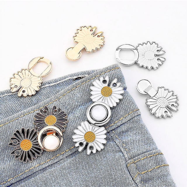 Botones de metal reutilizables, broches de presión de perlas, alfileres para pantalones, botones retráctiles, hebillas para coser para jeans, ajuste perfecto, reduce la cintura
