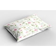 thumbnail image 2 of Ambesonne Flower Pillow Sham 2 Pack, Blossoms and Butterflies, 30"x20", Sky Blue Pink Green, 2 of 3