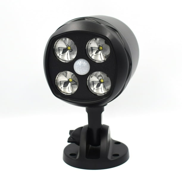 Lámpara de pared de proyección giratoria con 4 LED, impermeable, para exteriores, con detección de movimiento, para patio y batería