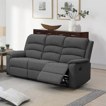 Poundex Manual Recliner 3 seater Sofa-Dark Gray