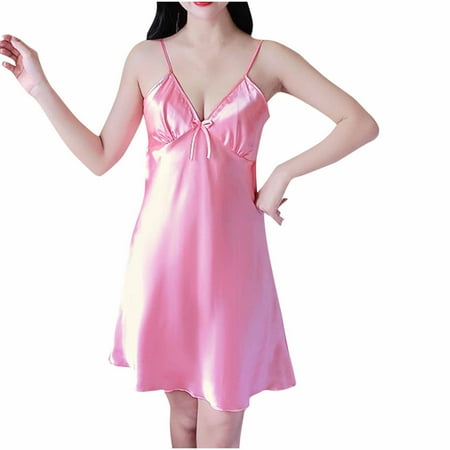 Aofany Womens Nightshirts & Gowns Lingerie Satin Chemise Lingerie Nightie Sleep Dress Sleepwear Nightgowns For Women