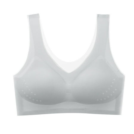 Clearance!Uooqdmx Bras for Women Plus Size Lingerie Thin Ice Silk Bra Summer Comfortable Ice Silk Bra Thin Ice Silk Lifting Bra Comfortable Bras for Women Gray XXL