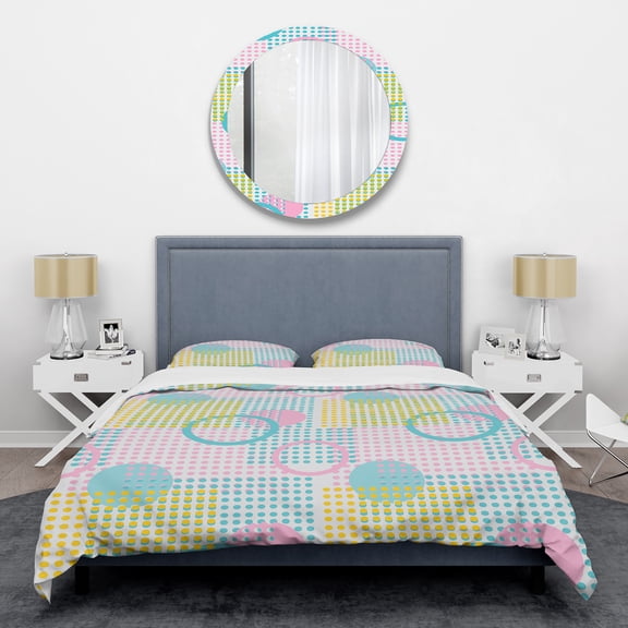 Designart 'Circular Retro Geometry I ' Mid-Century Modern Duvet Cover Set