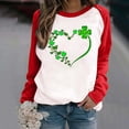 thumbnail image 1 of Mikilon Femmes Printemps Patchwork St. Patrick'S Day Imprimé Manches Longues Col Rond Casual Tee Tops, 1 of 4