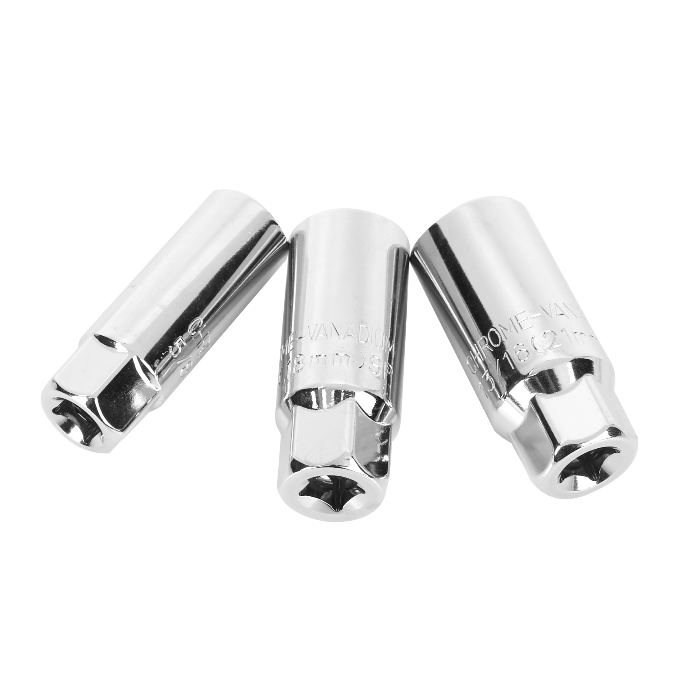 Hyper Tough 3-Piece 3/8-In Drive Spark Plug Socket Set, Includes 5/8 In, 3/4 In, and 13/16 In Sizes
