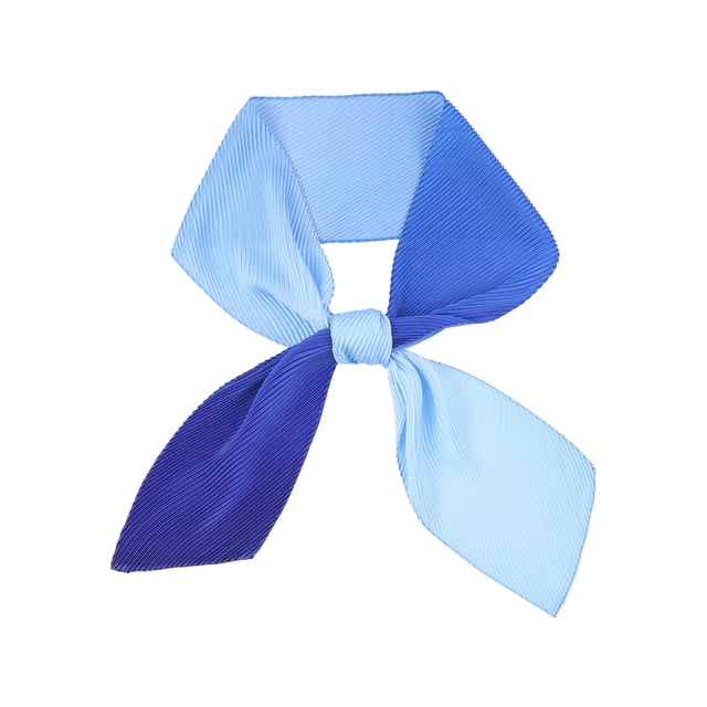 INSPIRAR CHIC Día de la Madre Mujeres Bufandas Largas Plisadas, Cinta de Color Sólido con Gradiente de Contraste, Bufandas para el Cuello, Banda para el Cabello, Gradiente Azul 49.2"x4.3"(LxA)