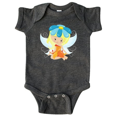 

Inktastic Cute Fairy Blonde Hair Fairy With Blue Flower Gift Baby Girl Bodysuit