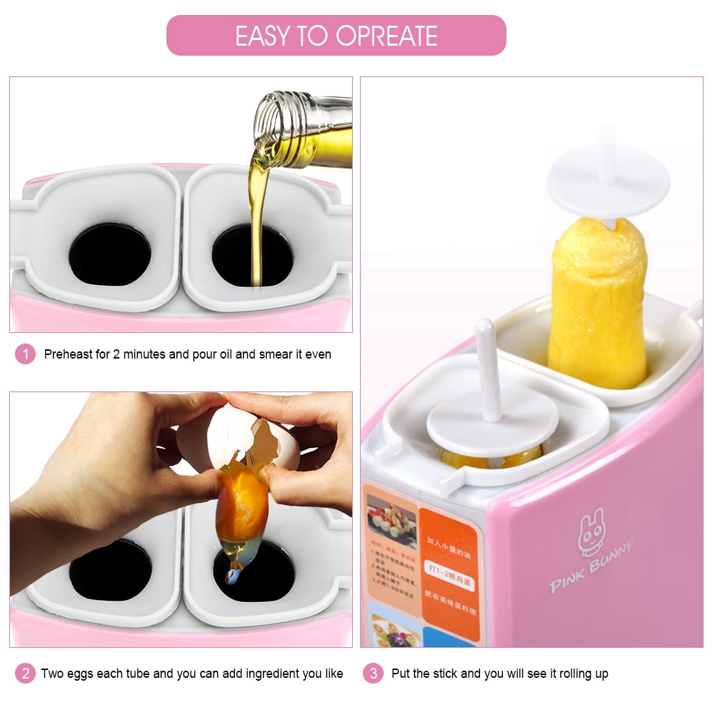 Multi-Functional Dual Roll Maker & Boiler, Perfect for Delicious Eggs, Pink Portable Egg Cooker